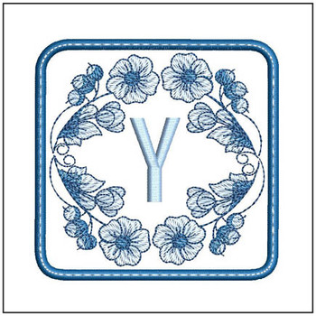 Delft Blue ABCs Coaster - Y Embroidery Designs