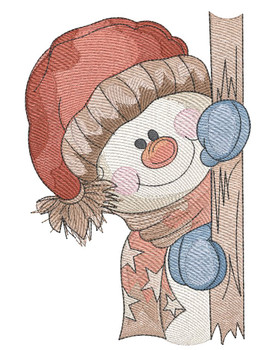 Peeking Snowman - Embroidery Designs