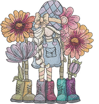 Girl Gnome Bouquet - Machine Embroidery Designs