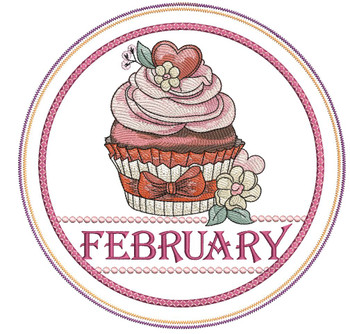 February Cupcake Hot Pad - Embroidery Designs