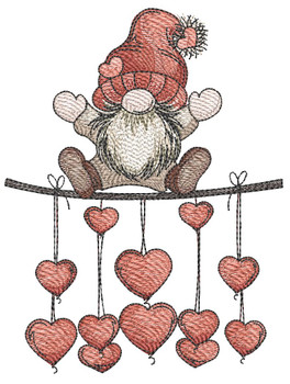 Gnome on Hearts Branch - Machine Embroidery Designs