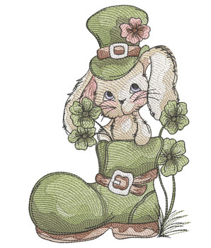 Clover Boot Bunny  - Machine Embroidery Designs