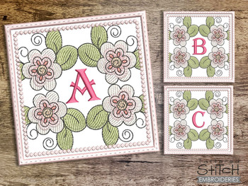Floral ABCs Coaster - Bundle - Embroidery Designs