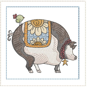 Americana Pig Mini Pillow -  Embroidery Designs