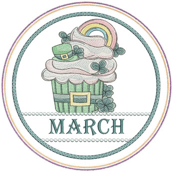 March Cupcake Hot Pad - Embroidery Designs
