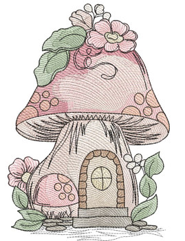 Mushroom House  - Embroidery Designs