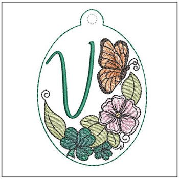Monarch ABCs Charm - V - Embroidery Designs