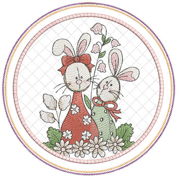 2 Bunnies Hot Pad - Embroidery Designs