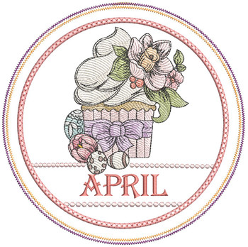 April Cupcake Hot Pad - Embroidery Designs