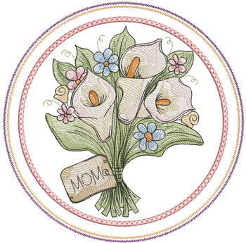 Lilly Bouquet - Mom - Hot Pad - Embroidery Designs