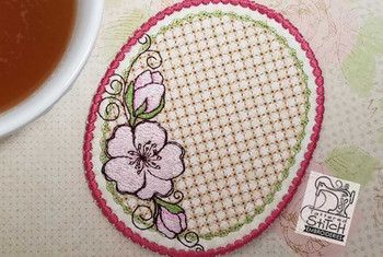 Cherry Blossom Coaster - Fits a 5x7" Hoop - Instant Downloadable Machine Embroidery