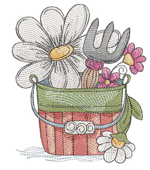 Garden Bucket - Machine Embroidery Designs