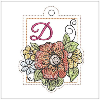 Floral ABCs Charm - D - Embroidery Designs