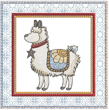Americana Alpaca Quilt Block -  Fits a 6x6",  8x8" & 10x10"  Hoop - Machine Embroidery Designs