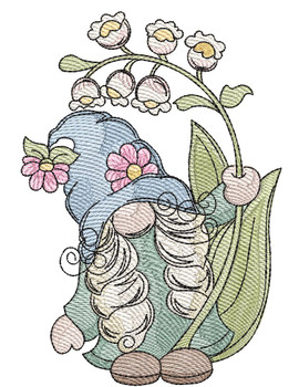 Lily of the Valley GIRL Gnome - Machine Embroidery Designs