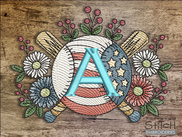 Patriotic Baseball ABCs Bundle  - Embroidery Designs