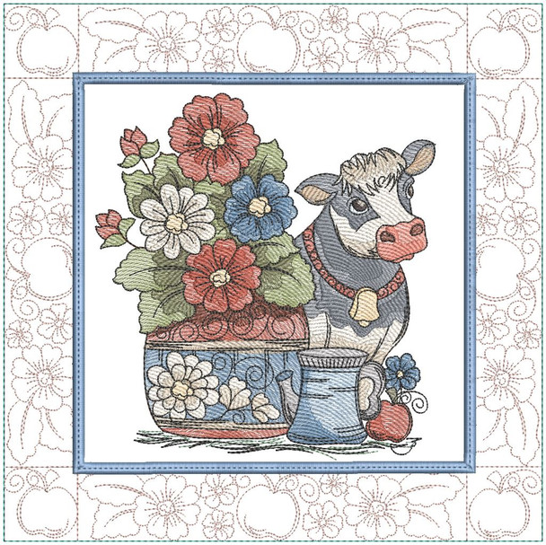 Country Cow Quilt Block - Embroidery Designs