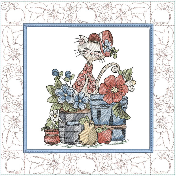 Country Cat Quilt Block - Embroidery Designs
