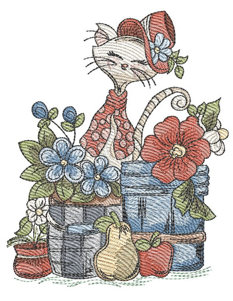 Country Cat - Machine Embroidery Designs