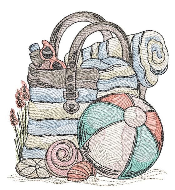 Beach Bag & Ball - Embroidery Designs