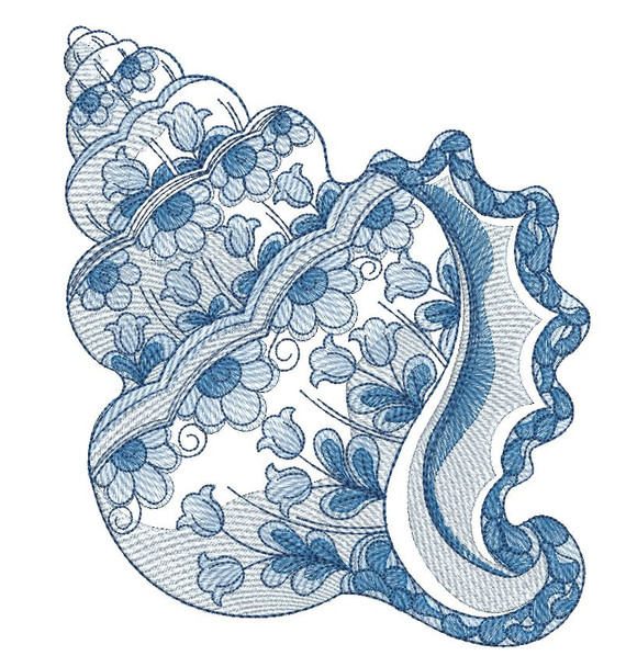 Delft Blue Shell - Embroidery Designs