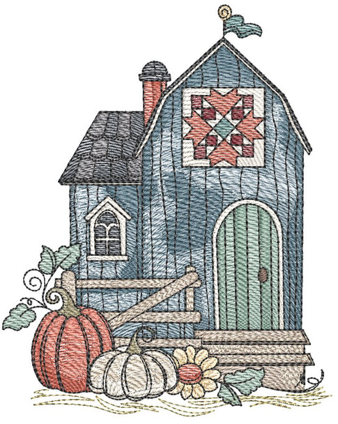 Fall Harvest Barn - Embroidery Designs