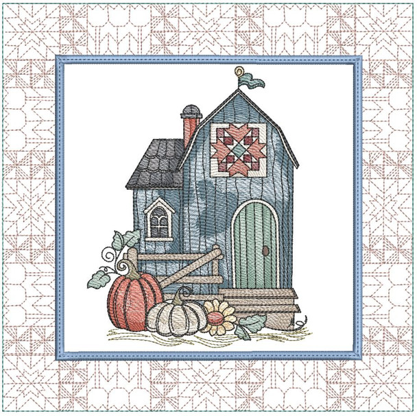 Fall Harvest Barn Quilt Block - Embroidery Designs