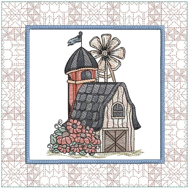 Windmill Barn Quilt Block - Embroidery Designs