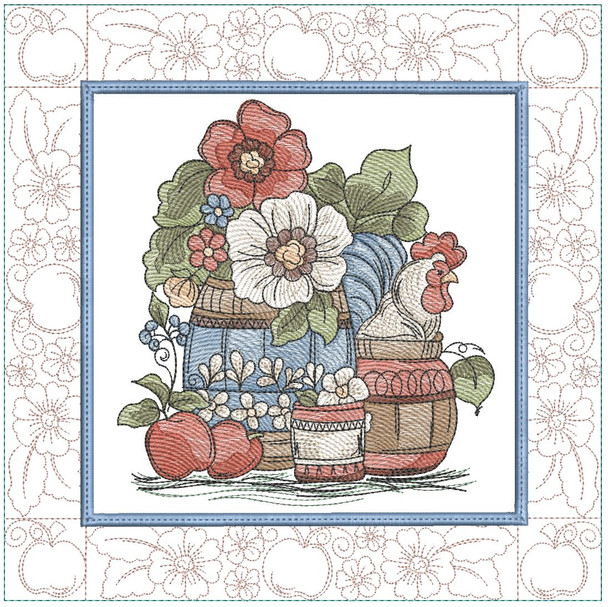 Country Rooster Quilt Block - Embroidery Designs