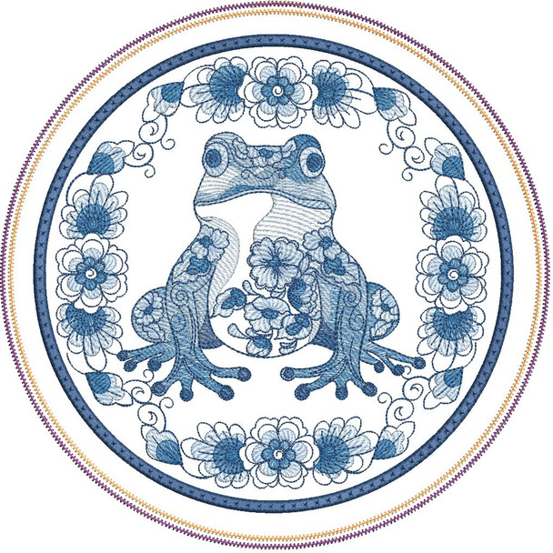  Delft Blue Hot Pad  - Frog - Embroidery Designs