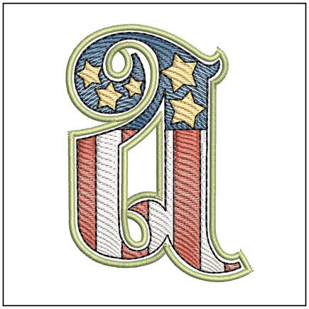 Patriotic ABCs - A (Lower Case) - Embroidery Designs