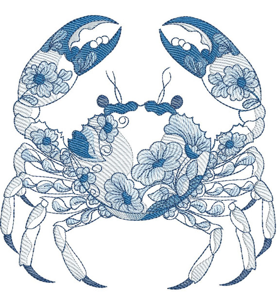 Delft Blue Crab - Embroidery Designs
