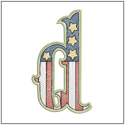 Patriotic ABCs - D (Lower Case) - Embroidery Designs