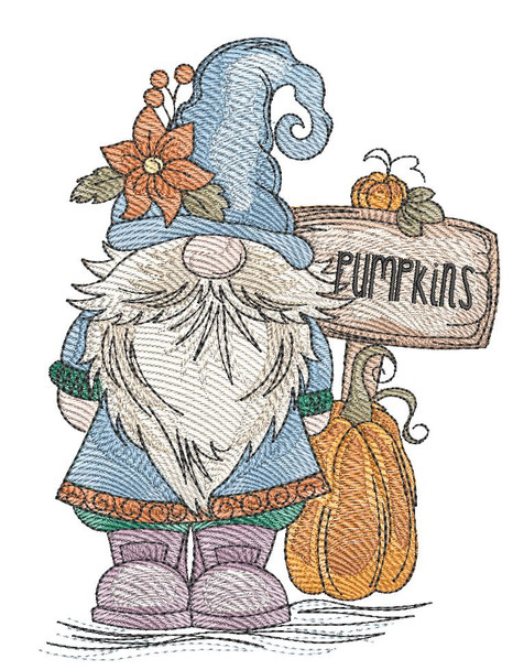 Pumpkin Patch Gnome  -  Embroidery Designs