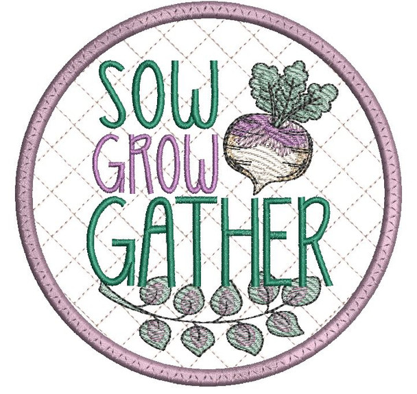 Sow Grow Gather Coaster  - Embroidery Designs