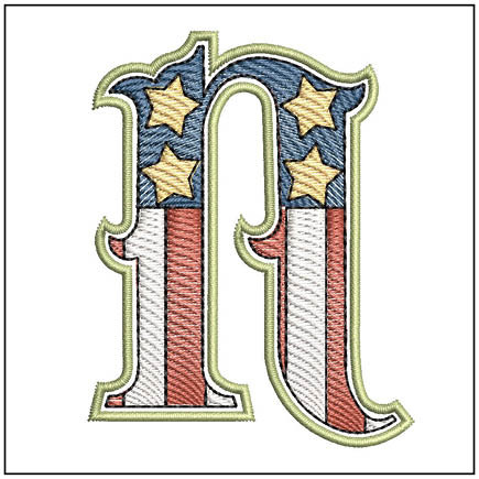 Patriotic ABCs - N (Lower Case) - Embroidery Designs