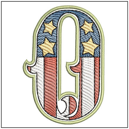 Patriotic ABCs - O (Lower Case) - Embroidery Designs
