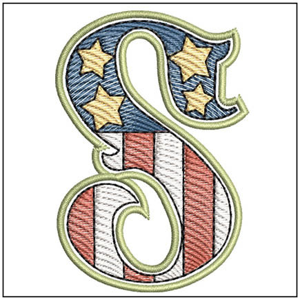 Patriotic ABCs - S (Lower Case) - Embroidery Designs