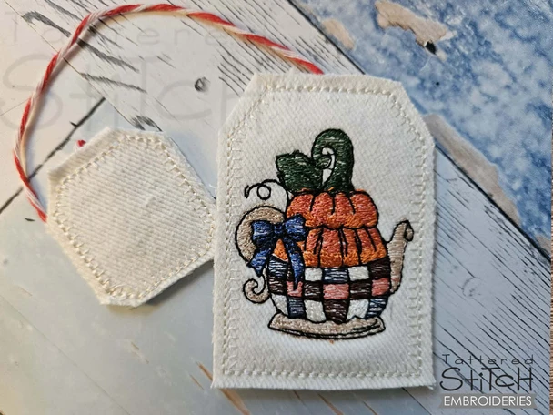 Pumpkin Teabag Bookmark - Embroidery Designs