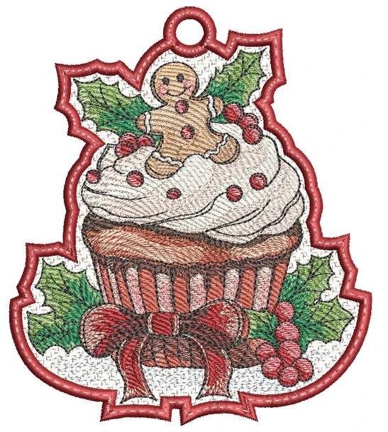 Gingerbread Cupcake Free-Standing Lace Ornament  - Embroidery Designs