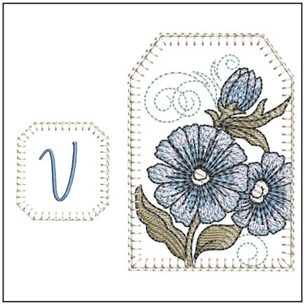 Teabag ABCs Bookmark - V -  Embroidery Designs