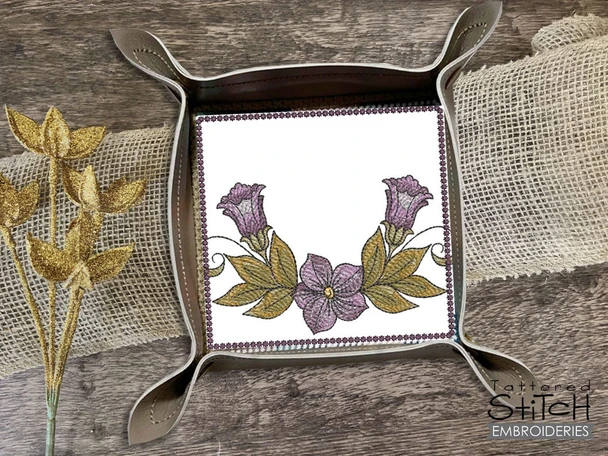 Black Floral Tray & Magic Coaster Set - Embroidery Designs