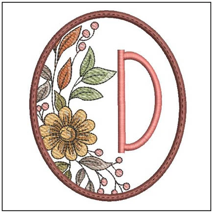 Fall Floral ABCs Coaster - D - Embroidery Designs