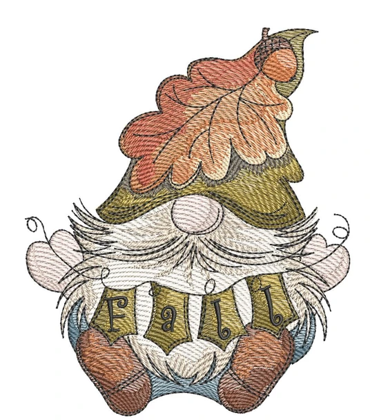 Fall Banner Gnome - Machine Embroidery Designs