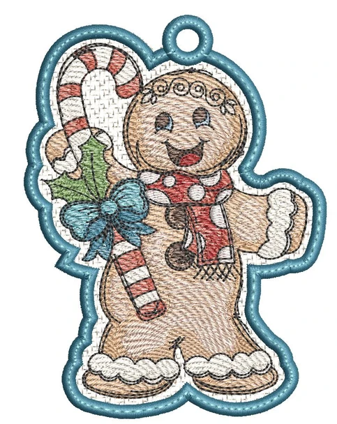 Candy Cane Gingerbread Man - Free-Standing Lace  - Embroidery Designs