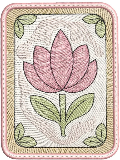 Mahjong Tile 2 Lotus Coaster - Embroidery Designs
