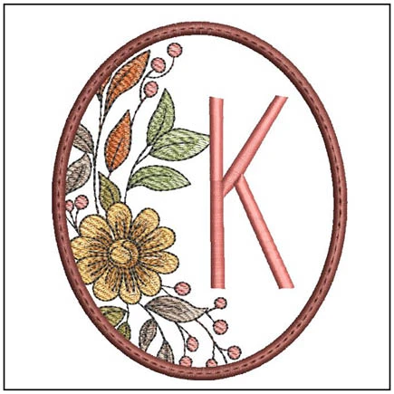 Fall Floral ABCs Coaster -K - Embroidery Designs
