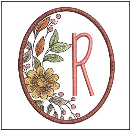 Fall Floral ABCs Coaster - R - Embroidery Designs
