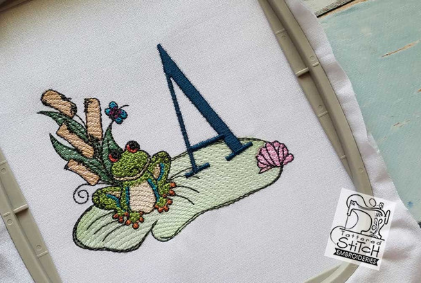 Loungin Lily Pad - B - Embroidery Designs