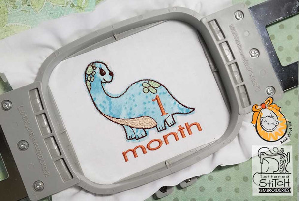 Dinosaur Monthly Milestones Bundle 1-4- Fits into a 4x4" & 5x7" Hoop - Instant Downloadable Machine Embroidery
